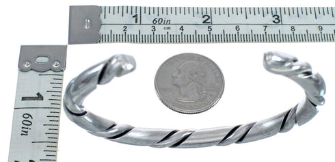 Native American Navajo Twisted Sterling Silver Cuff Bracelet JX123219
